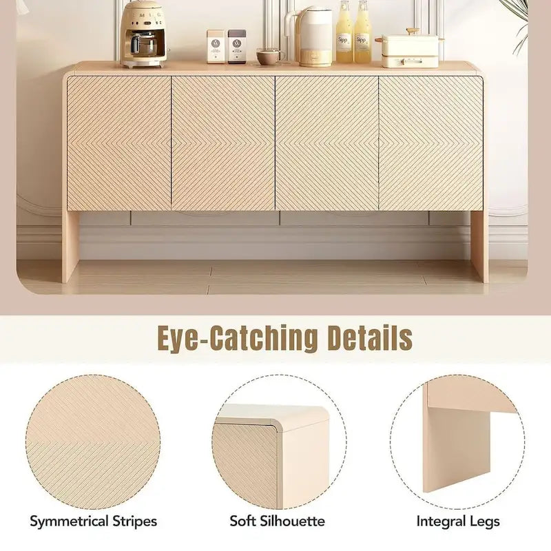 60 Grand meuble de rangement minimaliste avec 4 portes buffet/bahut