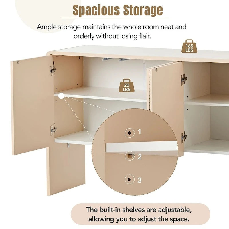 60 Grand meuble de rangement minimaliste avec 4 portes buffet/bahut