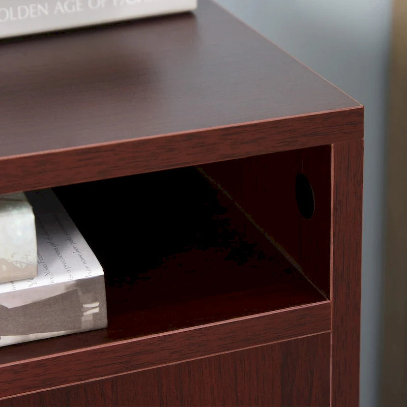 Meuble de rangement mobile moderne avec 1 tiroir et 1 placard, support d'imprimante avec roulettes