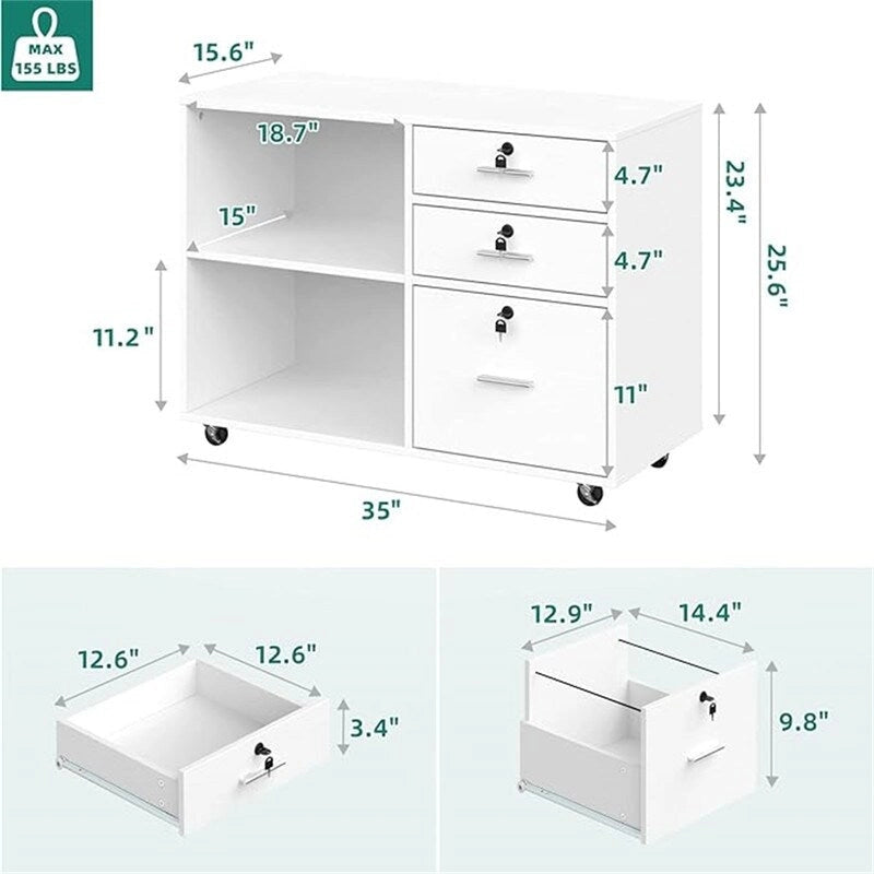 Classeur en bois à 3 tiroirs - 15,6P x 35L x 25,6H
