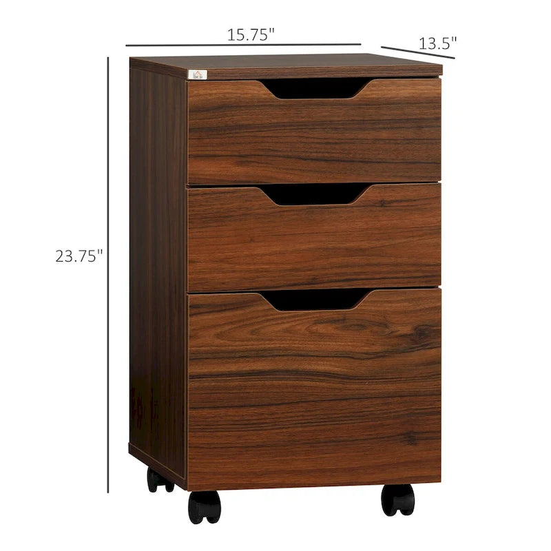 Meuble de rangement de bureau à 3 tiroirs, meuble bas de bureau à roulettes