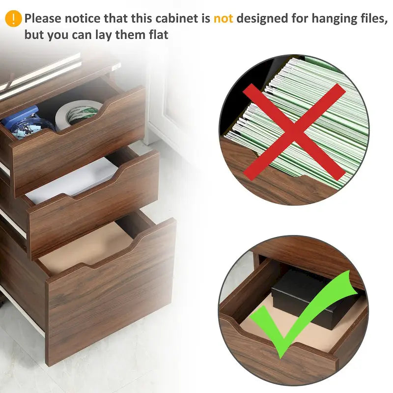 Meuble de rangement de bureau à 3 tiroirs, meuble bas de bureau à roulettes
