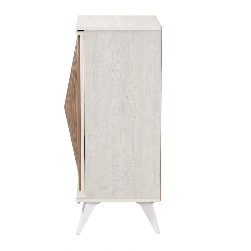 Armoire de rangement 2 portes Mid-Century Modern gris clair et bois brun