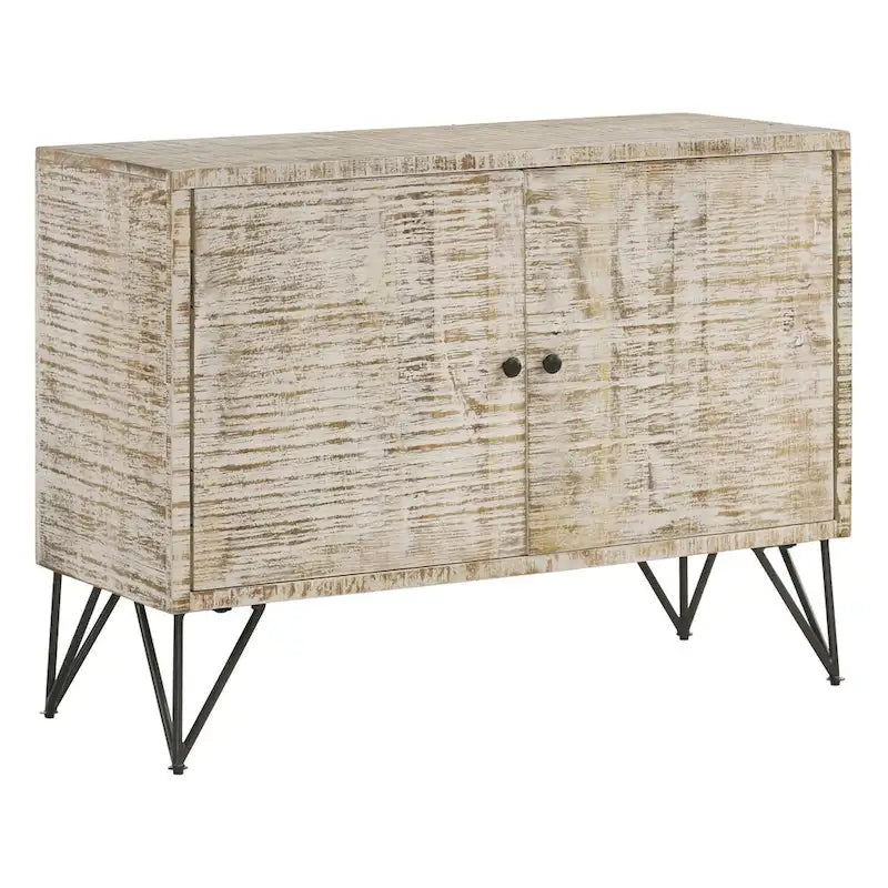 Meuble d'appoint blanchi avec 1 étagère réglable