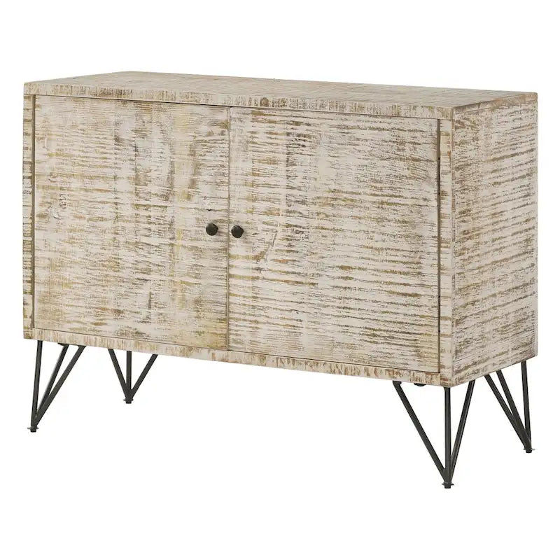 Meuble d'appoint blanchi avec 1 étagère réglable