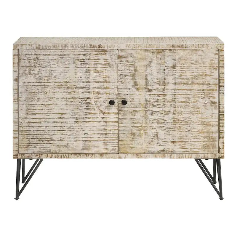 Meuble d'appoint blanchi avec 1 étagère réglable