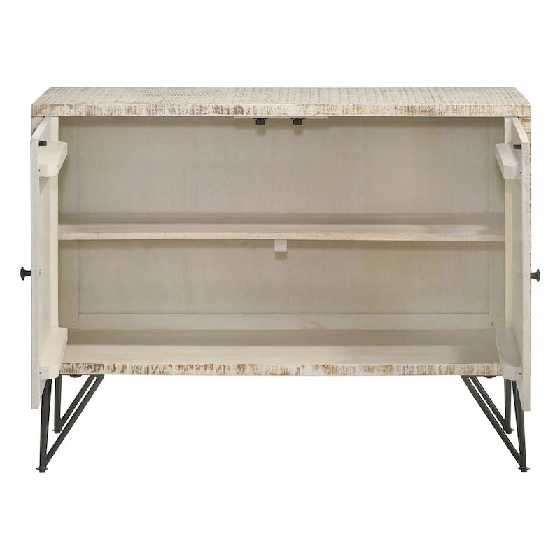 Meuble d'appoint blanchi avec 1 étagère réglable