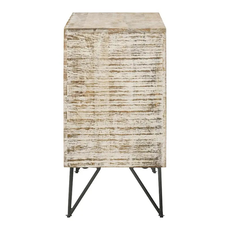 Meuble d'appoint blanchi avec 1 étagère réglable