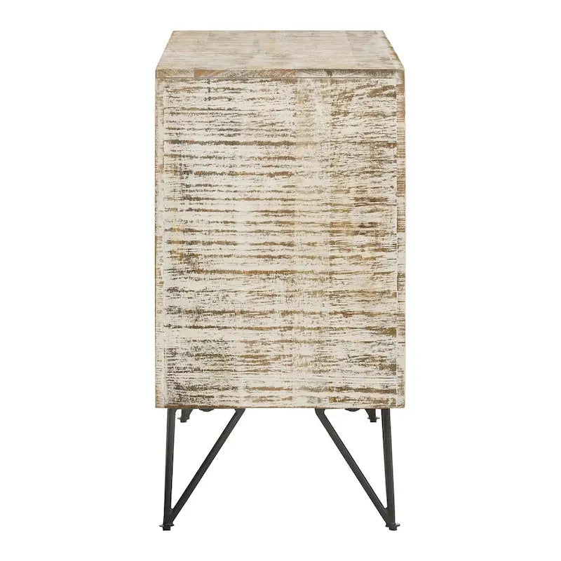 Meuble d'appoint blanchi avec 1 étagère réglable