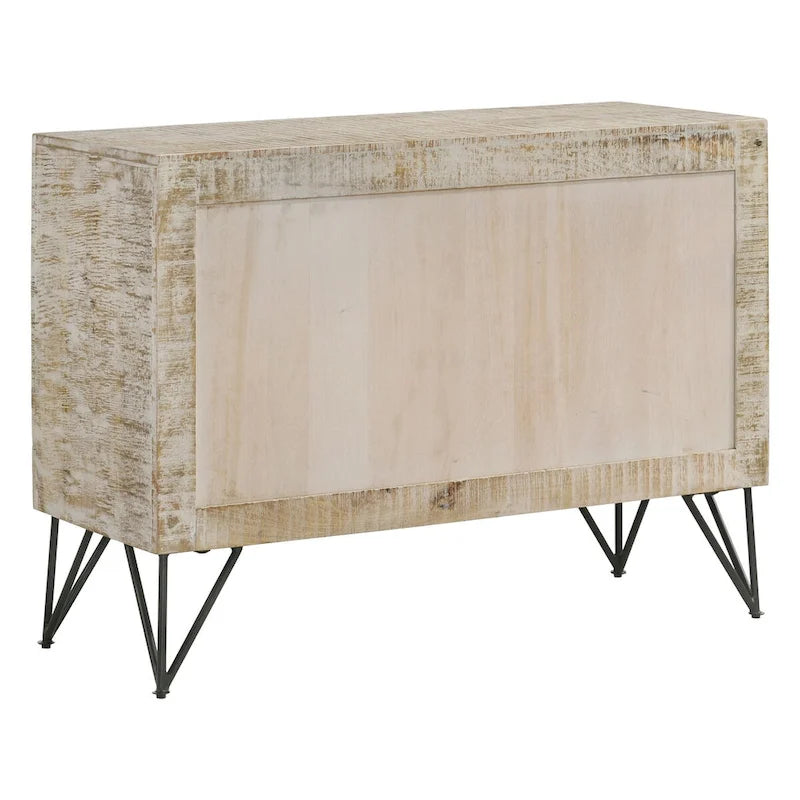 Meuble d'appoint blanchi avec 1 étagère réglable