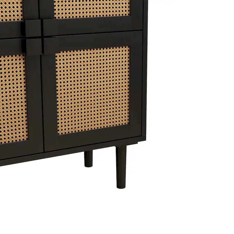 Meuble de rangement 4 portes en cannage de rotin