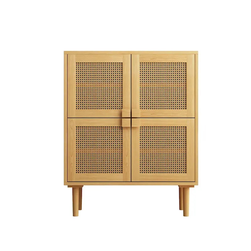 Meuble de rangement 4 portes en cannage de rotin