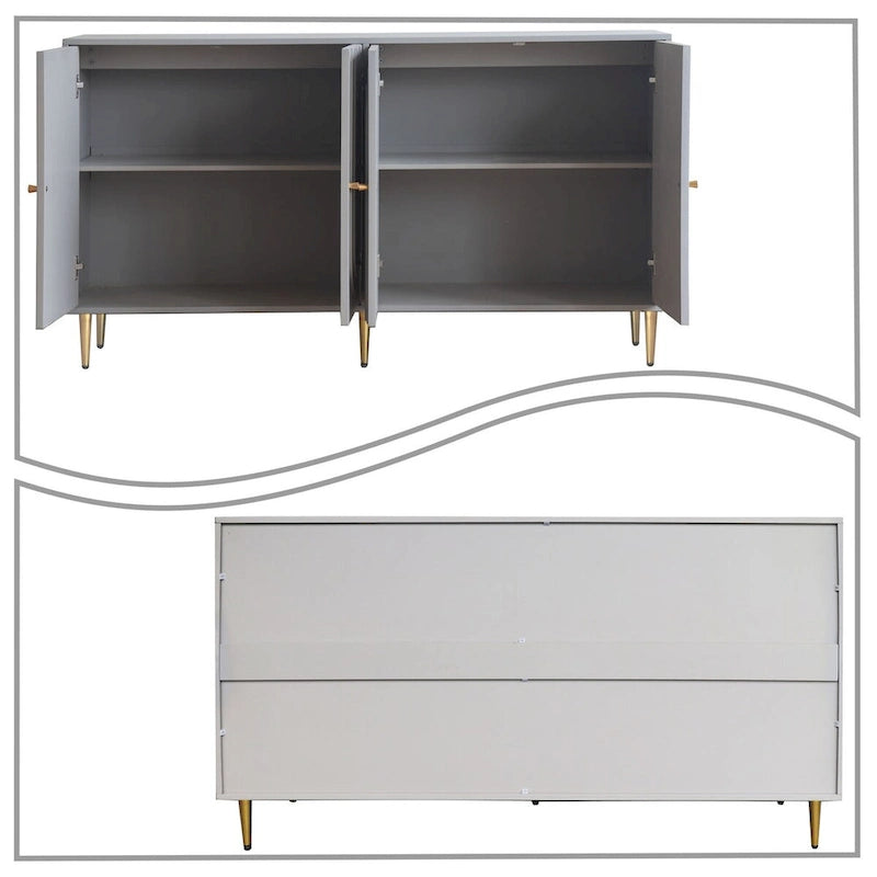 Buffet de rangement moderne en bois sur pied avec pied de support central