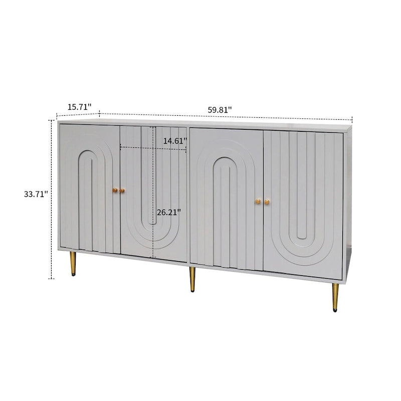 Buffet de rangement moderne en bois sur pied avec pied de support central