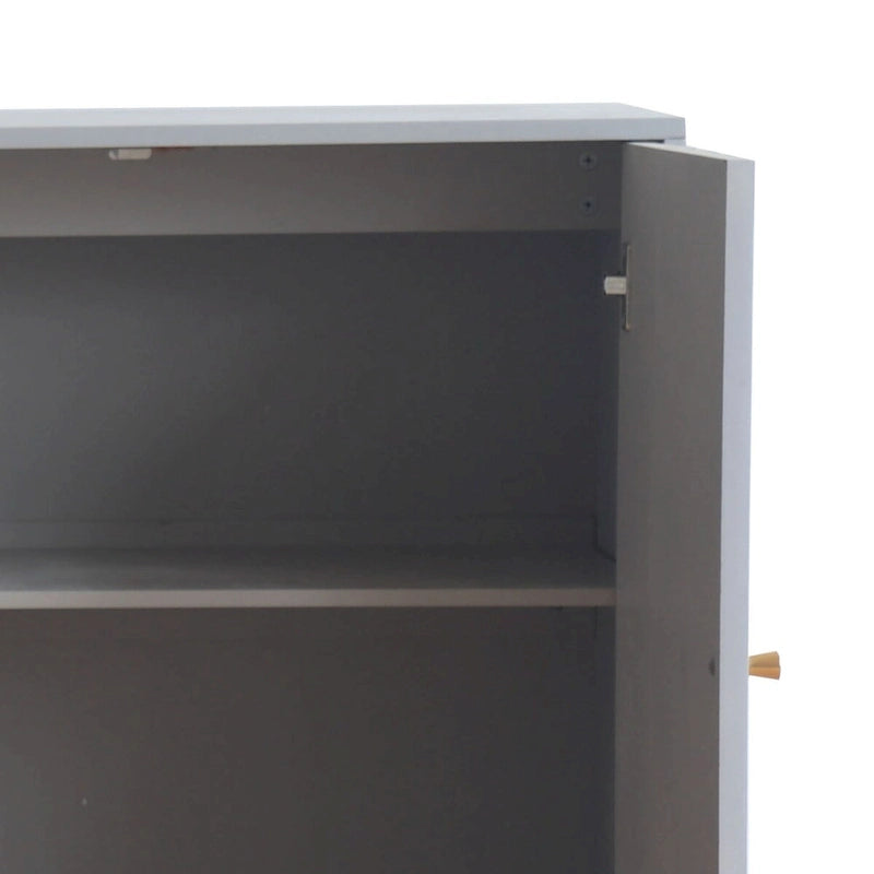 Buffet de rangement moderne en bois sur pied avec pied de support central