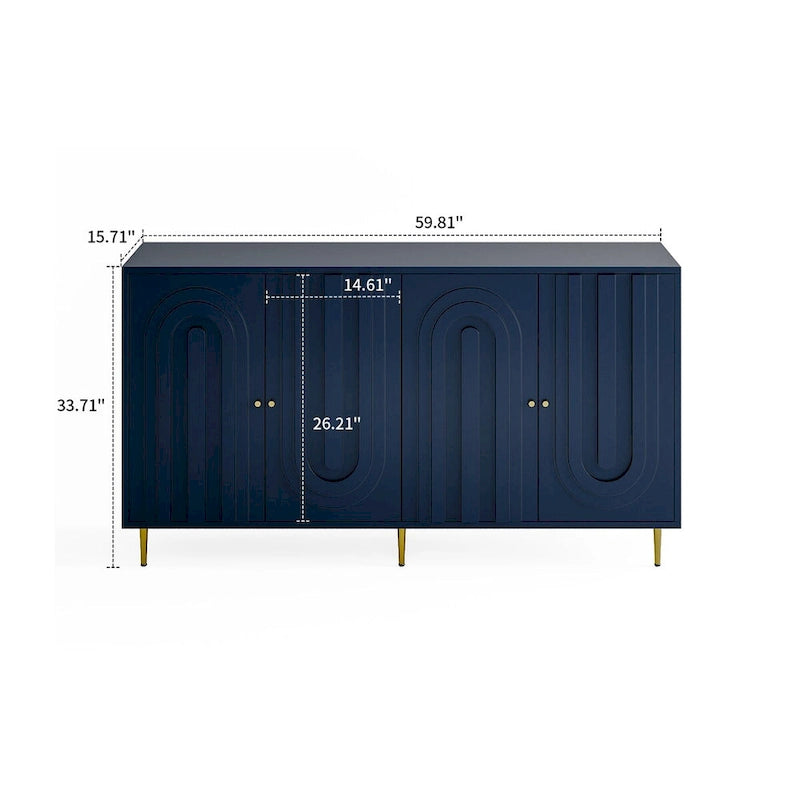 Buffet de rangement moderne en bois sur pied avec pied de support central