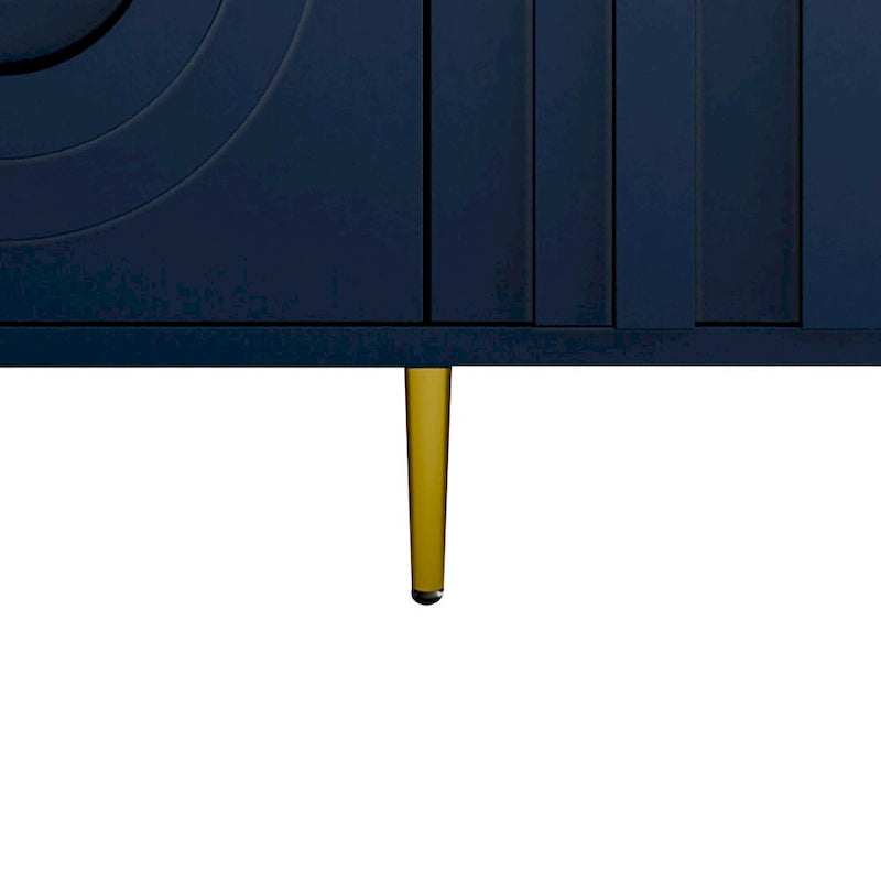 Buffet de rangement moderne en bois sur pied avec pied de support central