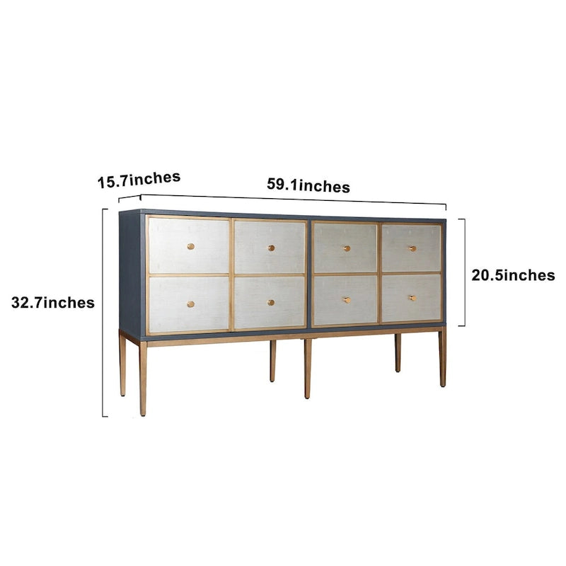 Buffet d'appoint vintage à 4 portes Mid-Century Modern - 150 cm
