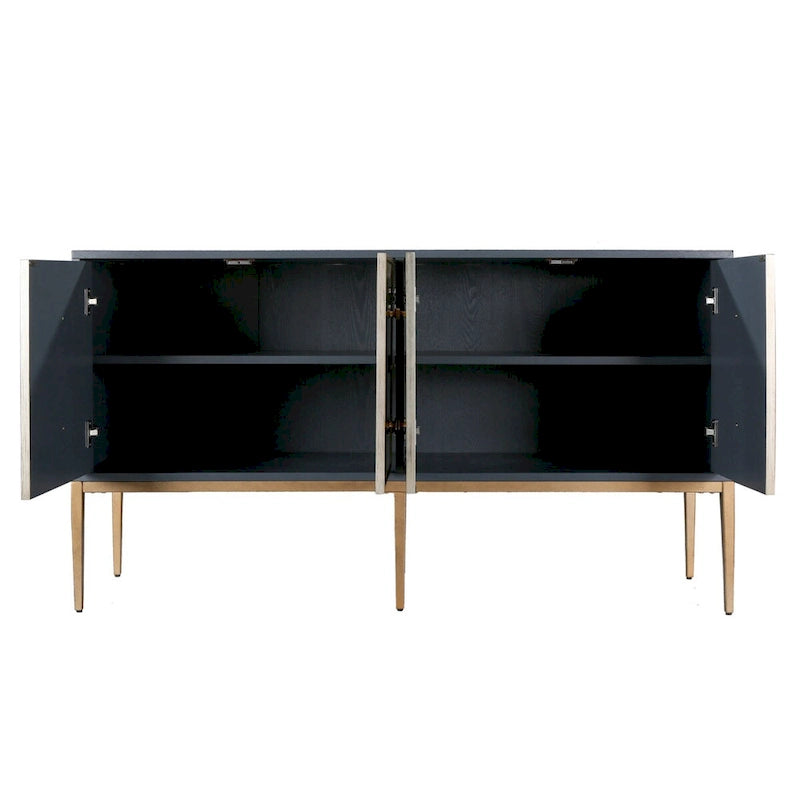 Buffet d'appoint vintage à 4 portes Mid-Century Modern - 150 cm