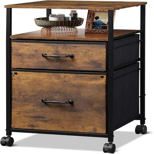 2 Drawer Mobile File Cabinet - 15.7D x 15.4W x 26.8H