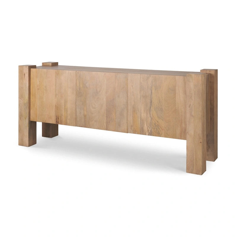 Buffet en Bois de Mangue Clair à 3 Portes - 74,5L x 20,0l x 33,0H