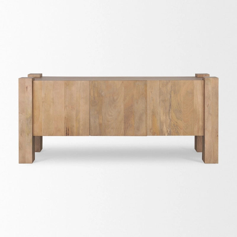Buffet en Bois de Mangue Clair à 3 Portes - 74,5L x 20,0l x 33,0H