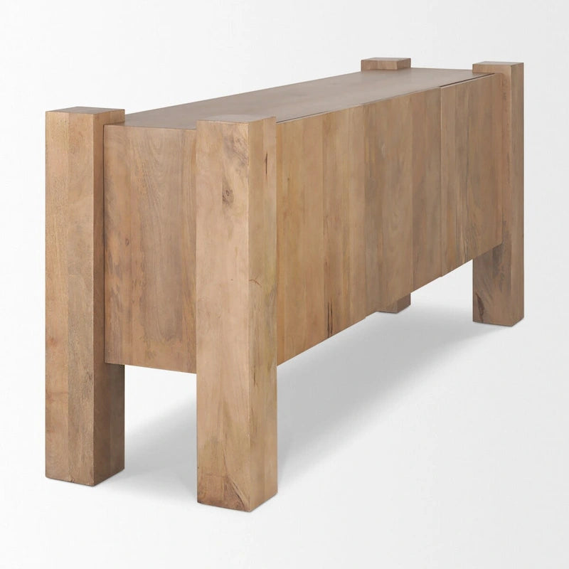 Buffet en Bois de Mangue Clair à 3 Portes - 74,5L x 20,0l x 33,0H