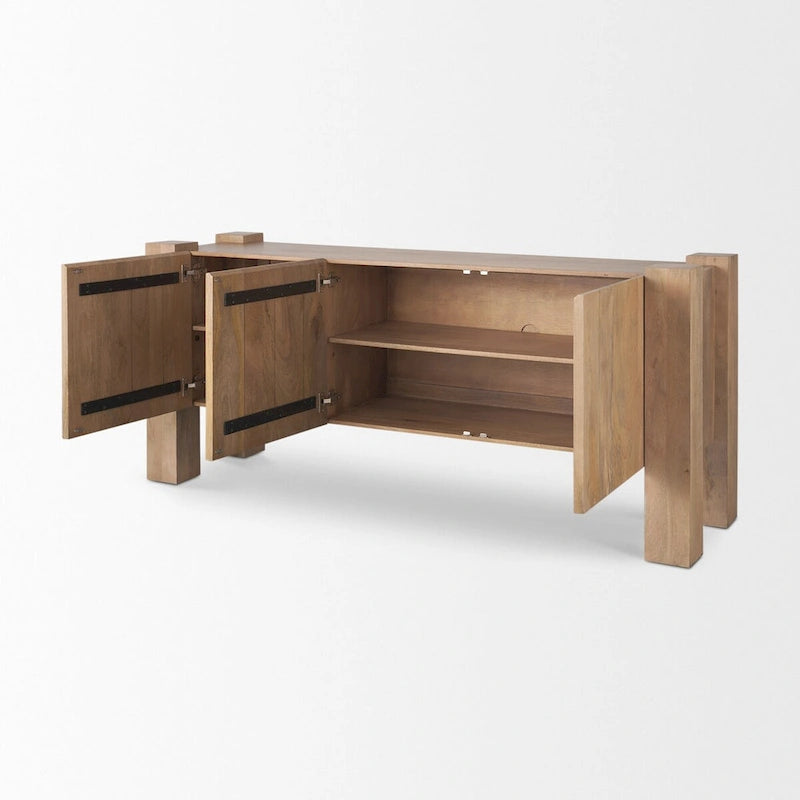 Buffet en Bois de Mangue Clair à 3 Portes - 74,5L x 20,0l x 33,0H