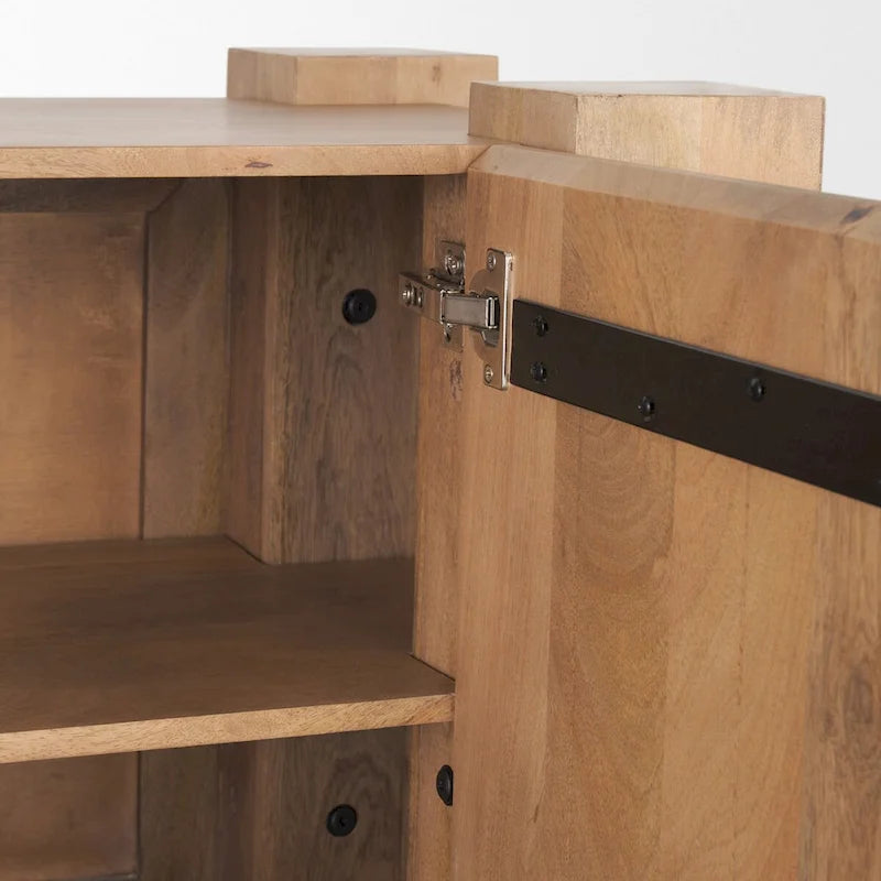 Buffet en Bois de Mangue Clair à 3 Portes - 74,5L x 20,0l x 33,0H