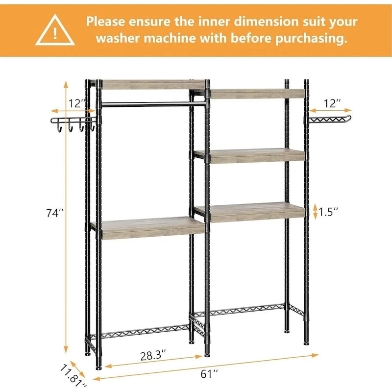 Étagère de Rangement Au-dessus de la Laveuse et de la Sécheuse, Supports d'Organisation pour Buanderie