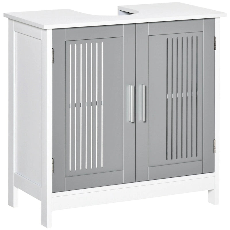 Meuble sous lavabo à 2 portes, Meuble de rangement sous évier de salle de bain, Meuble de salle de bain avec étagères réglables