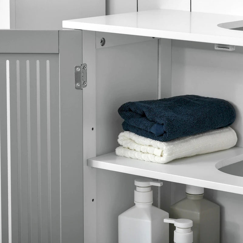 Meuble sous lavabo à 2 portes, Meuble de rangement sous évier de salle de bain, Meuble de salle de bain avec étagères réglables