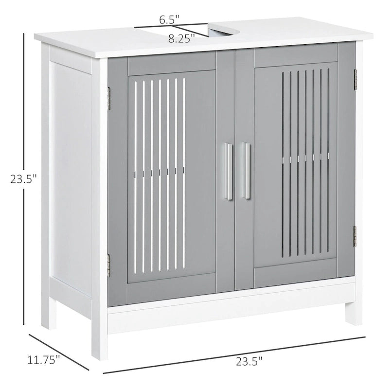 Meuble sous lavabo à 2 portes, Meuble de rangement sous évier de salle de bain, Meuble de salle de bain avec étagères réglables