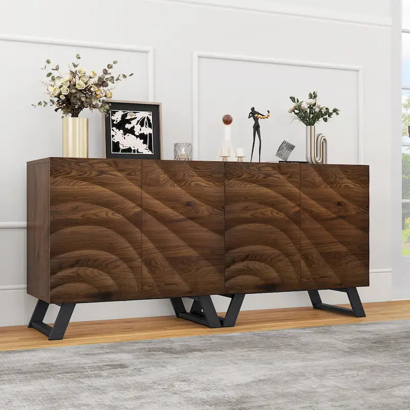 Meuble de rangement en bois à 2/4 portes, buffet, meuble TV avec étagères réglables