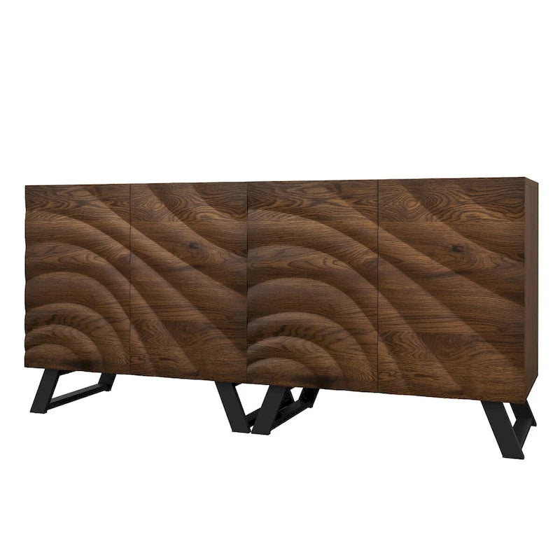 Meuble de rangement en bois à 2/4 portes, buffet, meuble TV avec étagères réglables