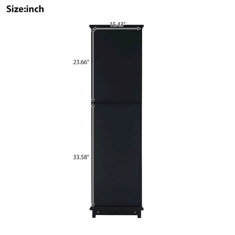 Meuble de Rangement à Linge de 45 cm (L) x 36 cm (P) x 160 cm (H) avec Porte Vitrée et Deux Tiroirs