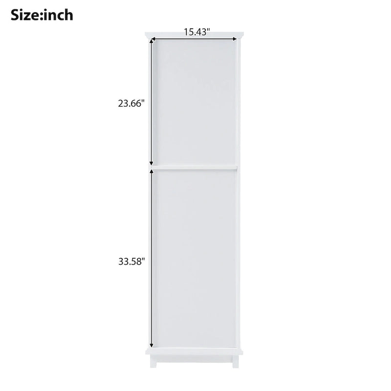 Meuble de Rangement à Linge de 45 cm (L) x 36 cm (P) x 160 cm (H) avec Porte Vitrée et Deux Tiroirs