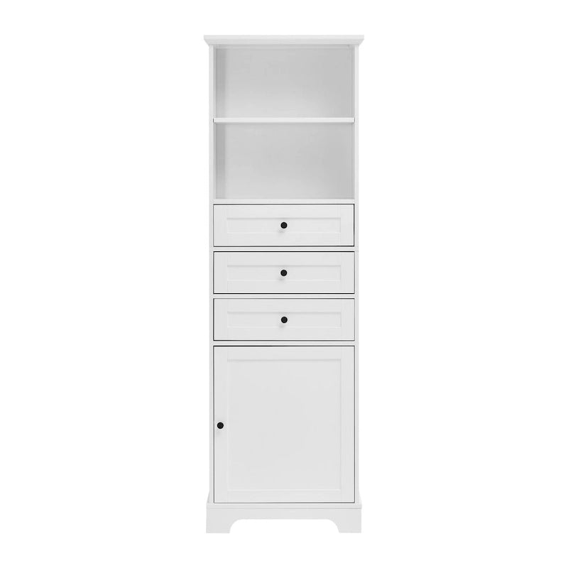 Armoire de rangement haute avec 3 tiroirs et des étagères réglables