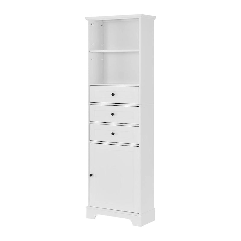 Armoire de rangement haute avec 3 tiroirs et des étagères réglables