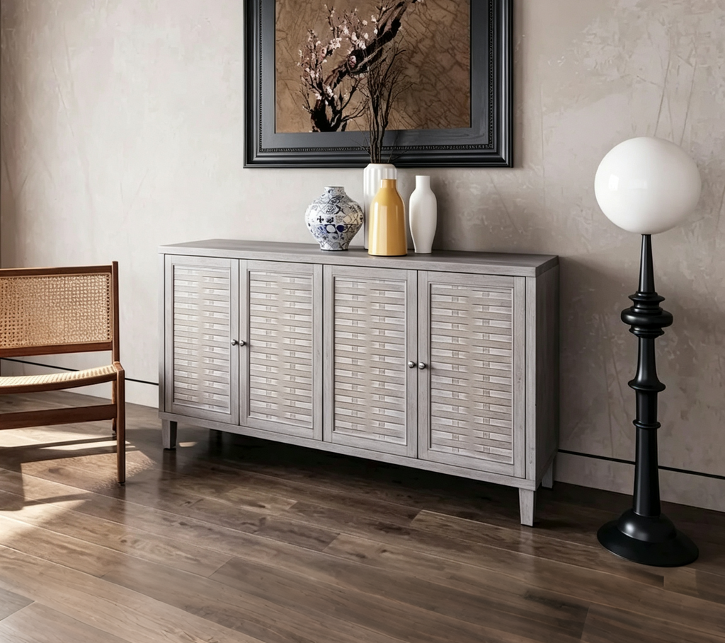 Meuble d'appoint 4 portes en bois buffet de salle à manger - S.O.